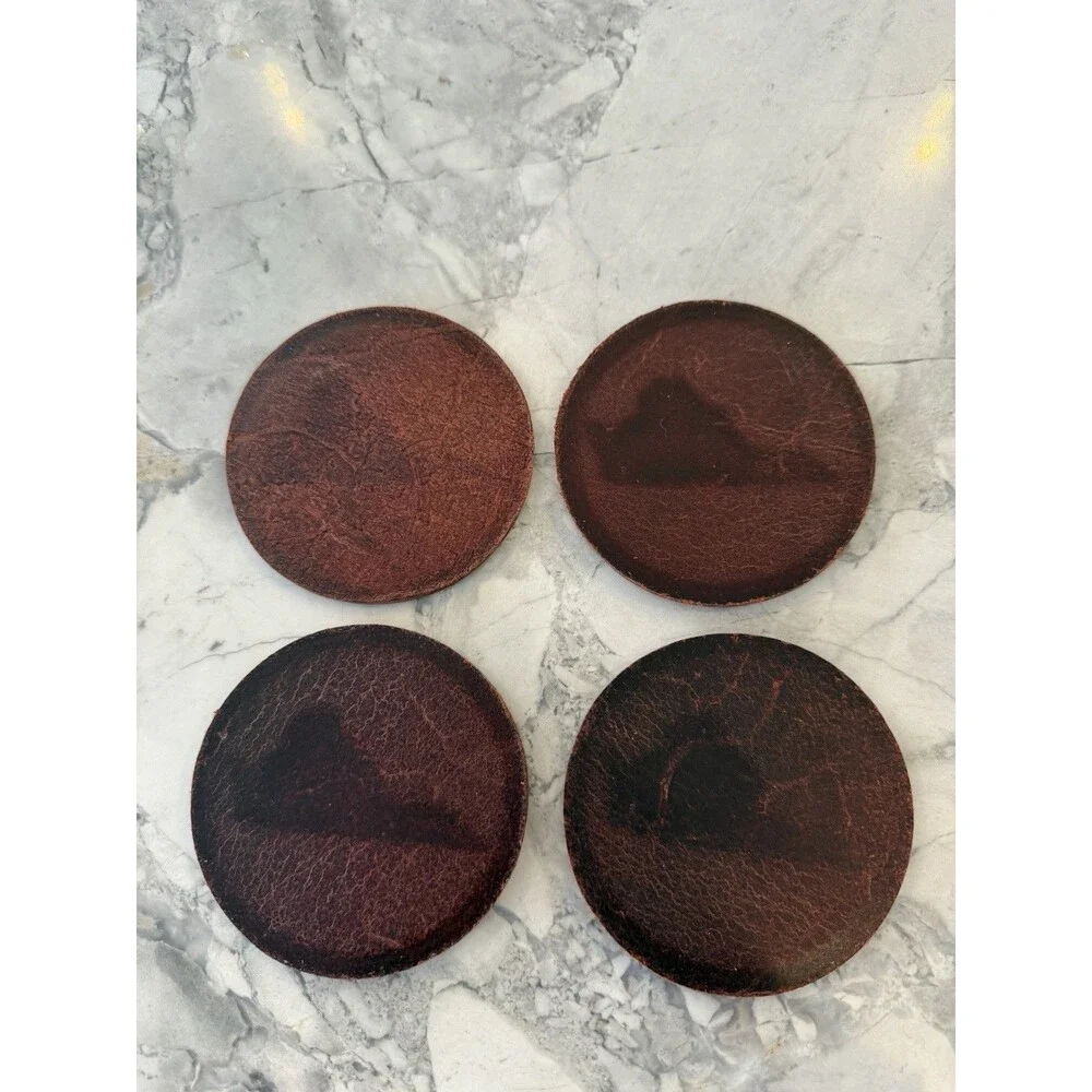 Clayton & Crume Leather Virginia Coasters Set of 4 Brown Made in USA